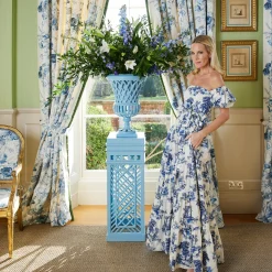 Vases | Vases & Planters<Mrs. Alice Adelaide Blue Lattice Urn & Pedestal