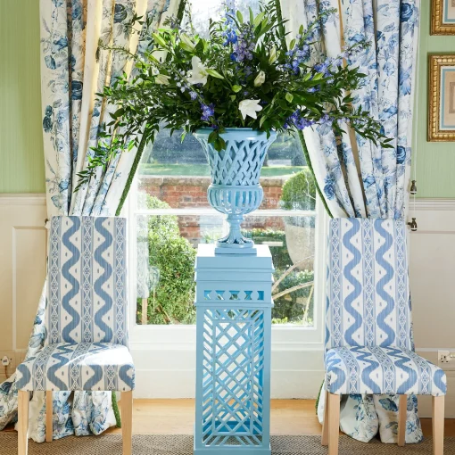 Vases | Vases & Planters<Mrs. Alice Adelaide Blue Lattice Urn & Pedestal