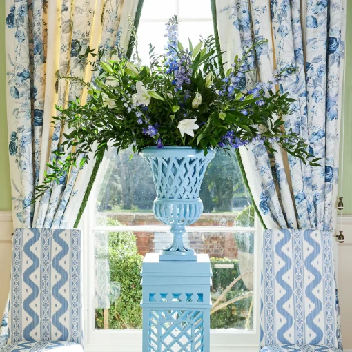 Vases | Vases & Planters<Mrs. Alice Adelaide Blue Lattice Urn & Pedestal