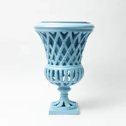 Vases | Vases & Planters<Mrs. Alice Adelaide Blue Lattice Urn & Pedestal