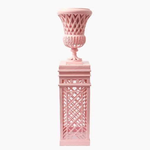 Vases | Vases & Planters<Mrs. Alice Adelaide Pink Lattice Urn & Pedestal