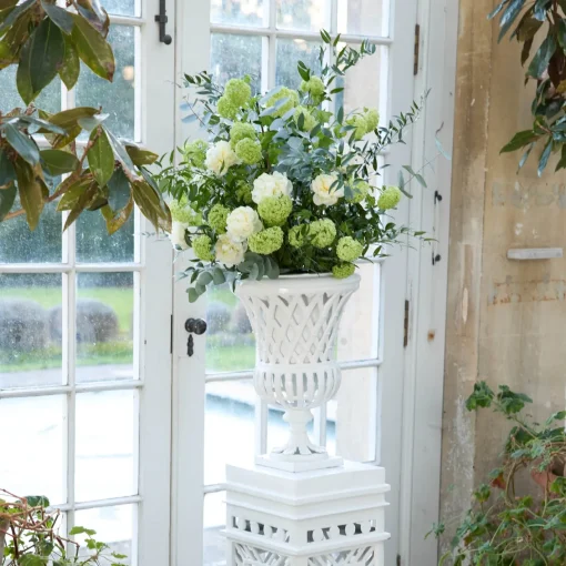 Vases | Vases & Planters<Mrs. Alice Adelaide White Lattice Urn & Pedestal