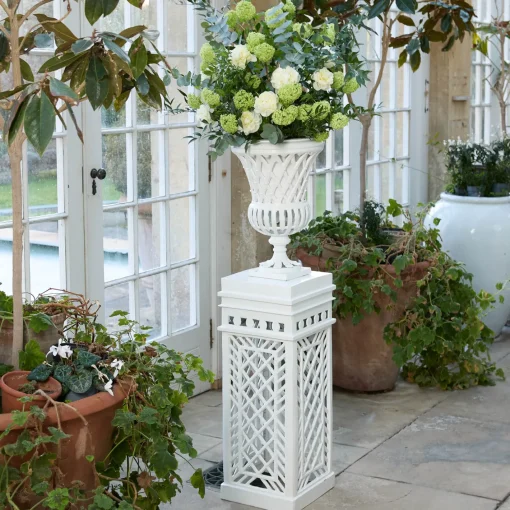 Vases | Vases & Planters<Mrs. Alice Adelaide White Lattice Urn & Pedestal