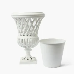Vases | Vases & Planters<Mrs. Alice Adelaide White Lattice Urn & Pedestal