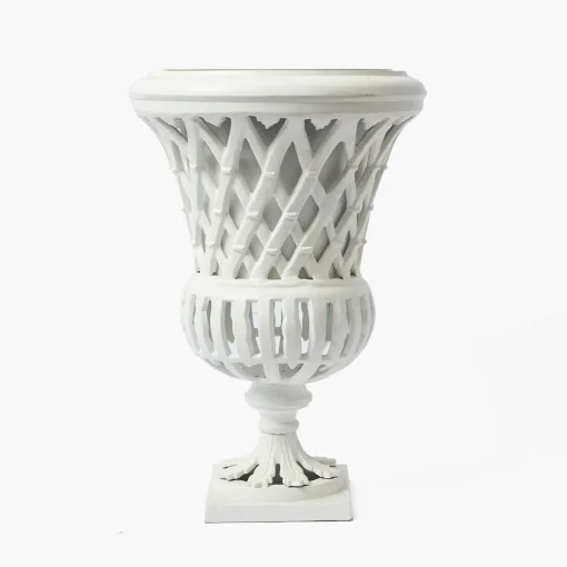 Vases | Vases & Planters<Mrs. Alice Adelaide White Lattice Urn & Pedestal