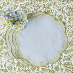 Placemats<Mrs. Alice Alathea Blue & Green Linen Placemats (Set of 4)