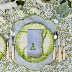 Placemats<Mrs. Alice Alathea Blue & Green Linen Placemats (Set of 4)