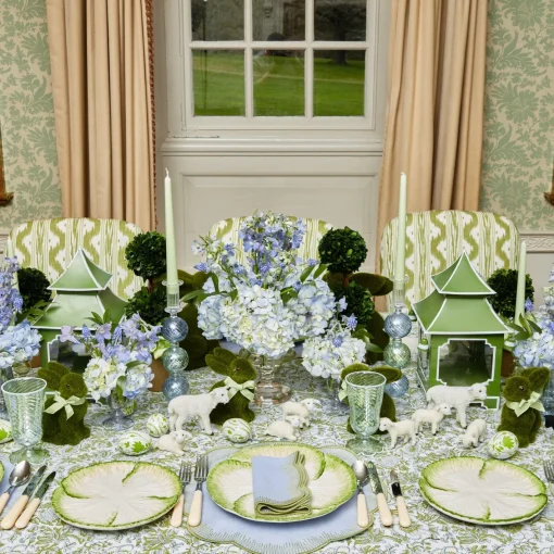 Placemats<Mrs. Alice Alathea Blue & Green Linen Placemats (Set of 4)