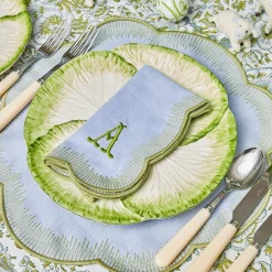 Placemats<Mrs. Alice Alathea Blue & Green Linen Placemats (Set of 4)