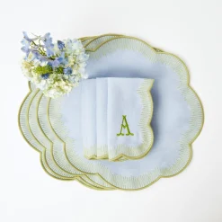 Placemats<Mrs. Alice Alathea Blue & Green Linen Placemats (Set of 4)