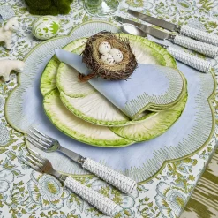 Placemats<Mrs. Alice Alathea Blue & Green Linen Placemats (Set of 4)