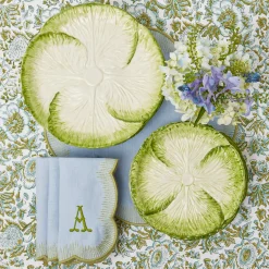 Napkins | Mrs. Alice Monogram<Mrs. Alice Alathea Blue & Green Linen Napkins (Set of 4)