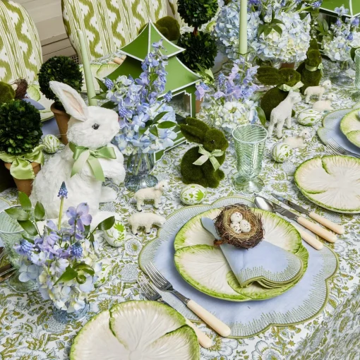 Placemats<Mrs. Alice Alathea Blue & Green Linen Placemats (Set of 4)