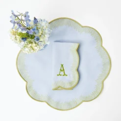 Placemats<Mrs. Alice Alathea Blue & Green Linen Placemats (Set of 4)