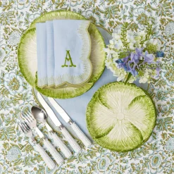 Placemats<Mrs. Alice Alathea Blue & Green Linen Placemats (Set of 4)