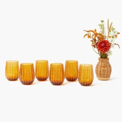 Glasses<Mrs. Alice Amber Speckle Water Glasses (Set of 6)