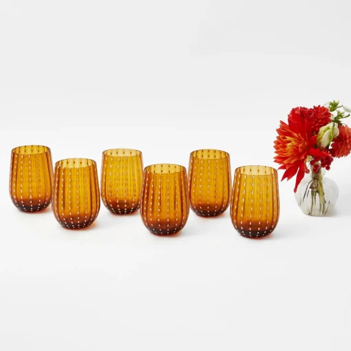 Glasses<Mrs. Alice Amber Speckle Water Glasses (Set of 6)