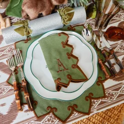 Table Linen Sets | Mrs. Alice Monogram<Mrs. Alice Angelina Forest Green & Brown Placemats & Napkins (Set of 4)
