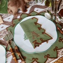 Table Linen Sets | Mrs. Alice Monogram<Mrs. Alice Angelina Forest Green & Brown Placemats & Napkins (Set of 4)