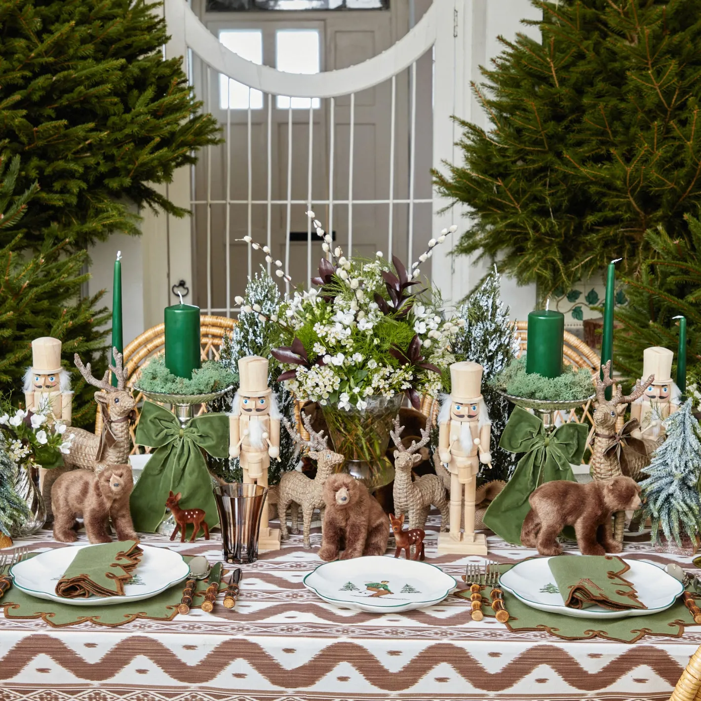 Table Linen Sets | Mrs. Alice Monogram<Mrs. Alice Angelina Forest Green & Brown Placemats & Napkins (Set of 4)