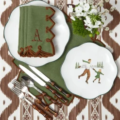 Table Linen Sets | Mrs. Alice Monogram<Mrs. Alice Angelina Forest Green & Brown Placemats & Napkins (Set of 4)