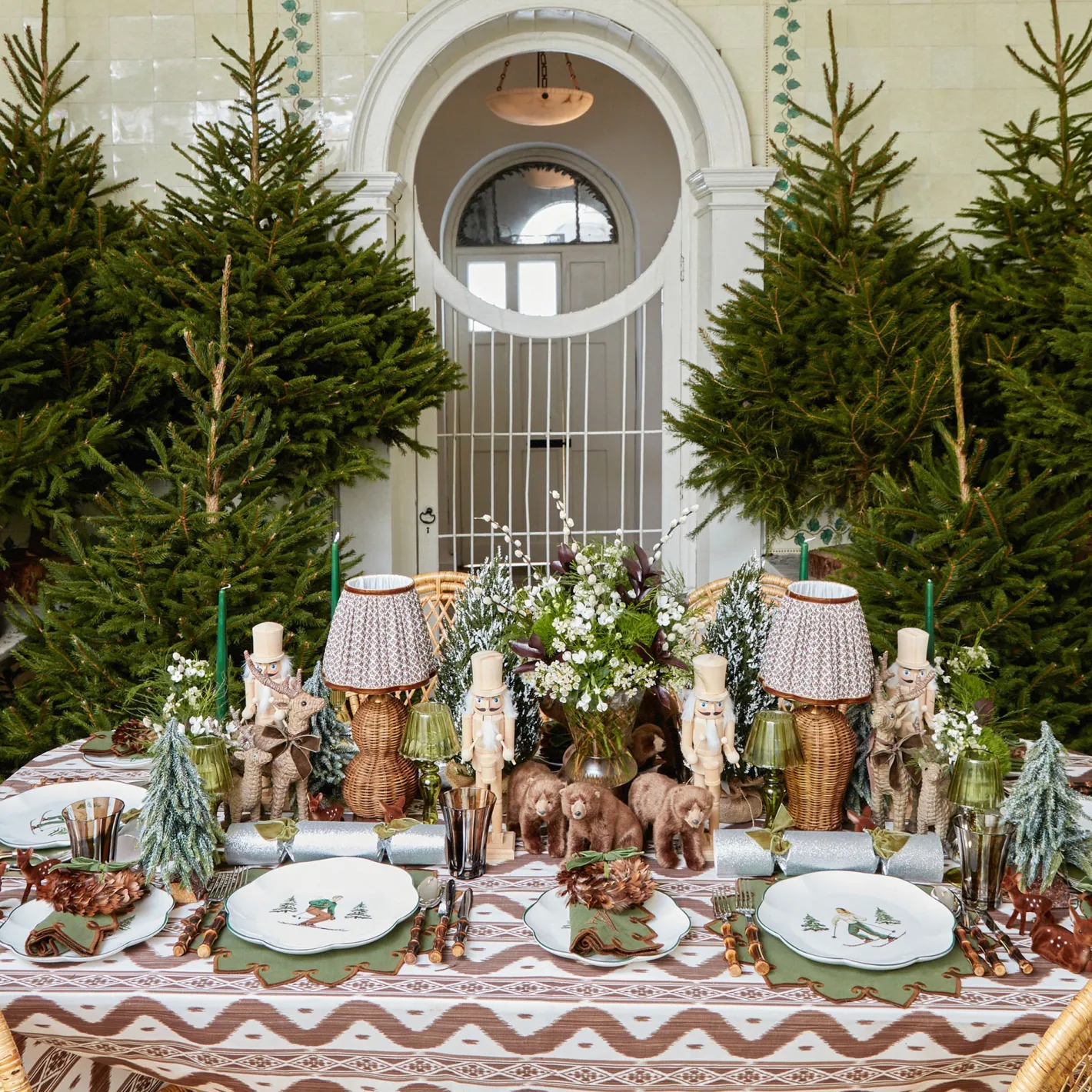 Table Linen Sets | Mrs. Alice Monogram<Mrs. Alice Angelina Forest Green & Brown Placemats & Napkins (Set of 4)