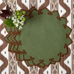 Table Linen Sets | Mrs. Alice Monogram<Mrs. Alice Angelina Forest Green & Brown Placemats & Napkins (Set of 4)