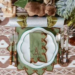 Table Linen Sets | Mrs. Alice Monogram<Mrs. Alice Angelina Forest Green & Brown Placemats & Napkins (Set of 4)