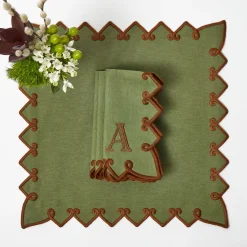 Table Linen Sets | Mrs. Alice Monogram<Mrs. Alice Angelina Forest Green & Brown Placemats & Napkins (Set of 4)