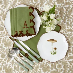Table Linen Sets | Mrs. Alice Monogram<Mrs. Alice Angelina Forest Green & Brown Placemats & Napkins (Set of 4)