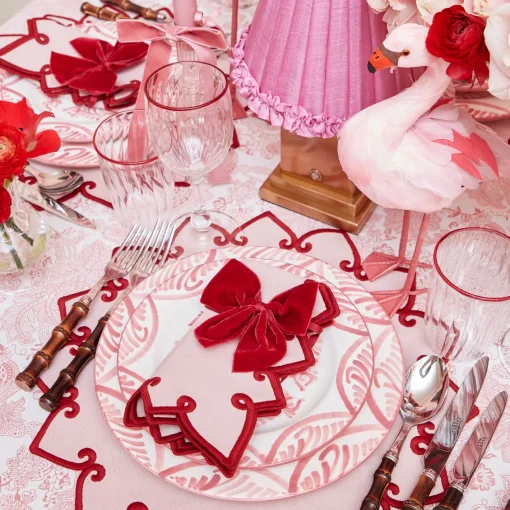 Napkins | Mrs. Alice Monogram<Mrs. Alice Angelina Pink & Red Napkins (Set of 4)