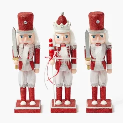 Christmas Decorations<Mrs. Alice Assorted Red Glitter Nutcracker Trio