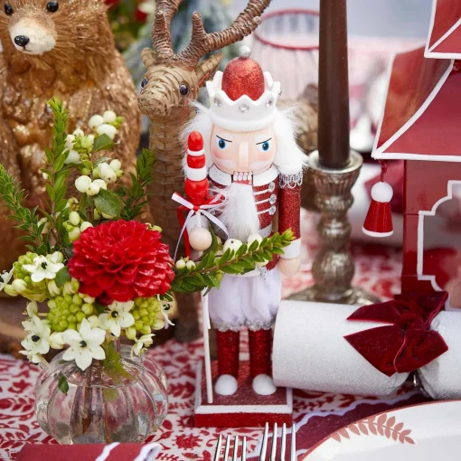 Christmas Decorations<Mrs. Alice Assorted Red Glitter Nutcracker Trio