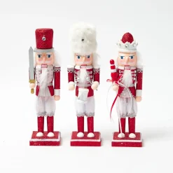 Christmas Decorations<Mrs. Alice Assorted Red Glitter Nutcracker Trio