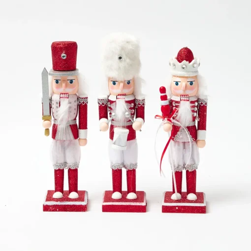 Christmas Decorations<Mrs. Alice Assorted Red Glitter Nutcracker Trio
