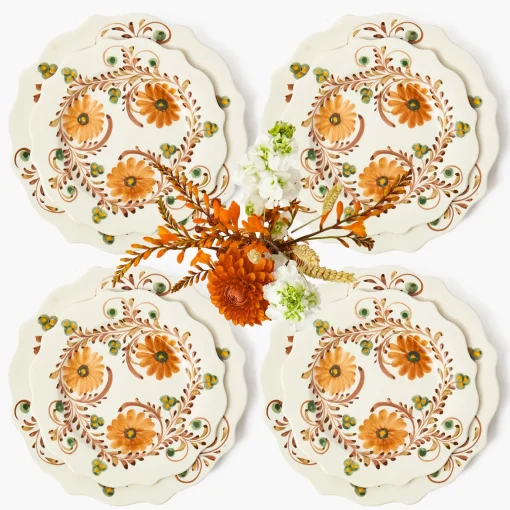 Crockery Sets<Mrs. Alice Autumn Flowers Dinner & Starter Plates (Set of 8)