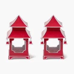 Year-round Decorations | Spring Decorations<Mrs. Alice Berry Red Mini Pagoda Lantern (Pair)