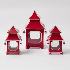 Year-round Decorations | Spring Decorations<Mrs. Alice Berry Red Mini Pagoda Lantern (Pair)