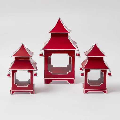 Year-round Decorations | Spring Decorations<Mrs. Alice Berry Red Mini Pagoda Lantern (Pair)