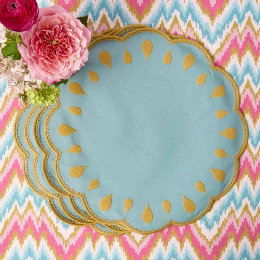 Summer Table Linen | Placemats<Mrs. Alice Bettina Blue & Caramel Placemats (Set of 4)