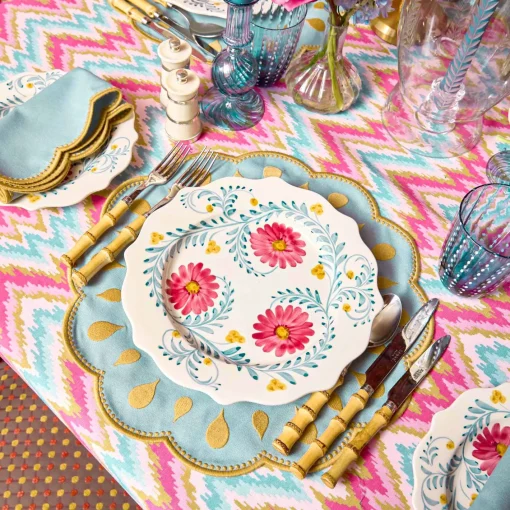 Summer Table Linen | Placemats<Mrs. Alice Bettina Blue & Caramel Placemats (Set of 4)