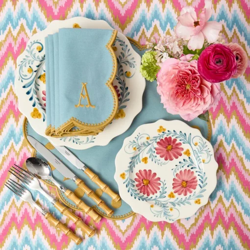 Summer Table Linen | Placemats<Mrs. Alice Bettina Blue & Caramel Placemats (Set of 4)