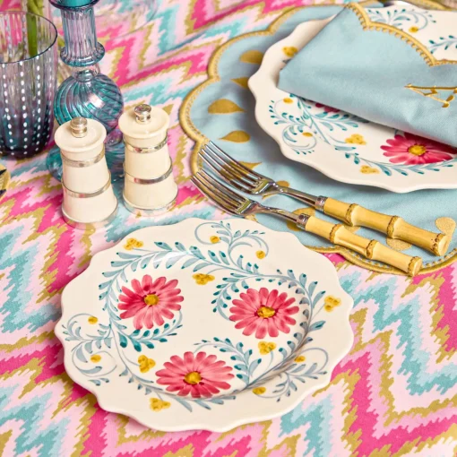 Summer Table Linen | Placemats<Mrs. Alice Bettina Blue & Caramel Placemats (Set of 4)