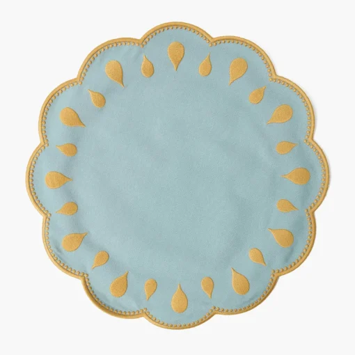 Summer Table Linen | Placemats<Mrs. Alice Bettina Blue & Caramel Placemats (Set of 4)
