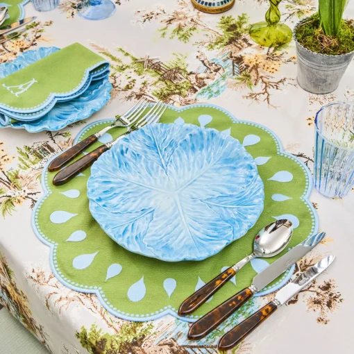 Table Linen Sets | Mrs. Alice Monogram<Mrs. Alice Bettina Green & Blue Placemats & Napkins (Set of 4)