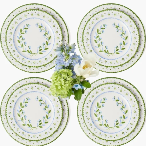 Crockery Sets<Mrs. Alice Blue & Green Josephine Garland Dinner & Starter Plates (Set of 8)