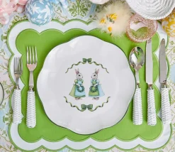 Dinner Plates | Crockery Sets<Mrs. Alice Blue & Pink Cottontail Bunny Dinner Plates (Set of 4)