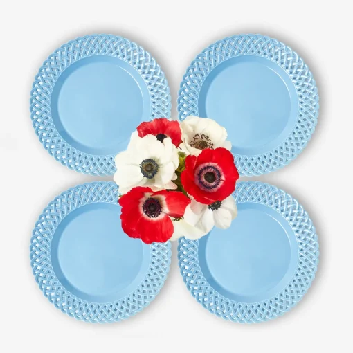 Summer Crockery | Starter Plates<Mrs. Alice Blue Basketweave Starter Plates (Set of 4)