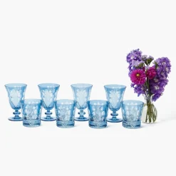 Glasses | Glassware Sets<Mrs. Alice Blue Fern Engraved Glassware (Set of 8)
