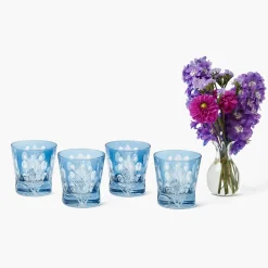 Glasses | Glassware Sets<Mrs. Alice Blue Fern Engraved Glassware (Set of 8)